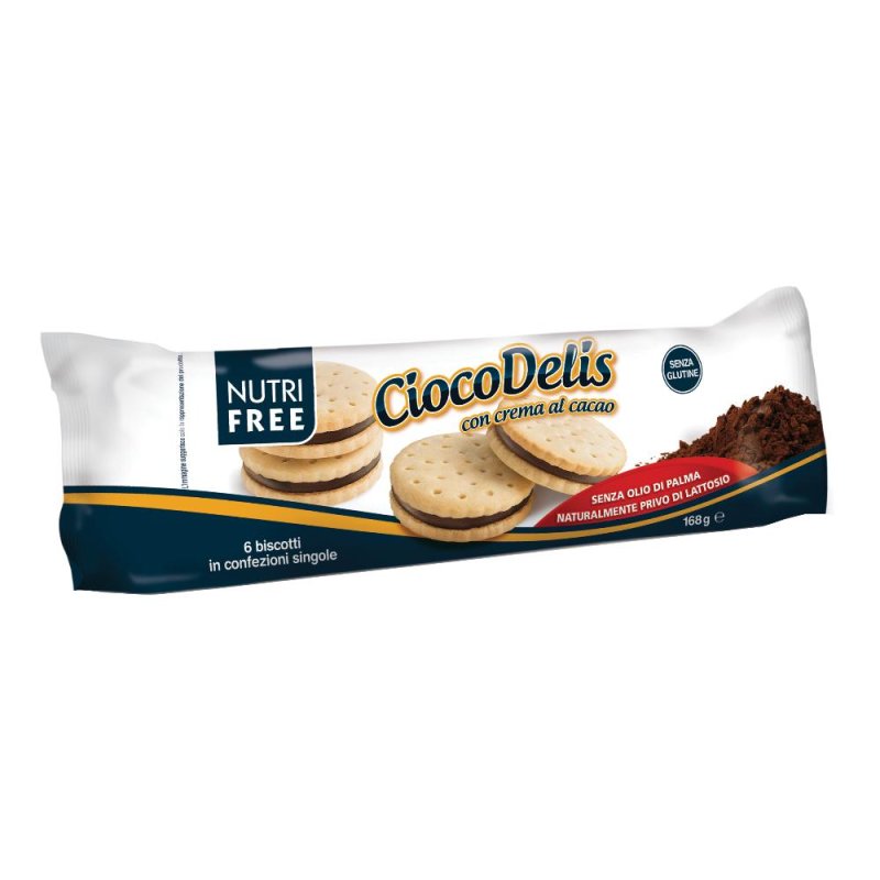 Nutrifree Alimenti senza Glutine Dolci e Merende Ciocodelis Biscotti Farciti al Cacao 168 g Nutrifree Alimenti senza Glutine Dolci e Merende Ciocodelis Biscotti Farciti al Cacao 168 g