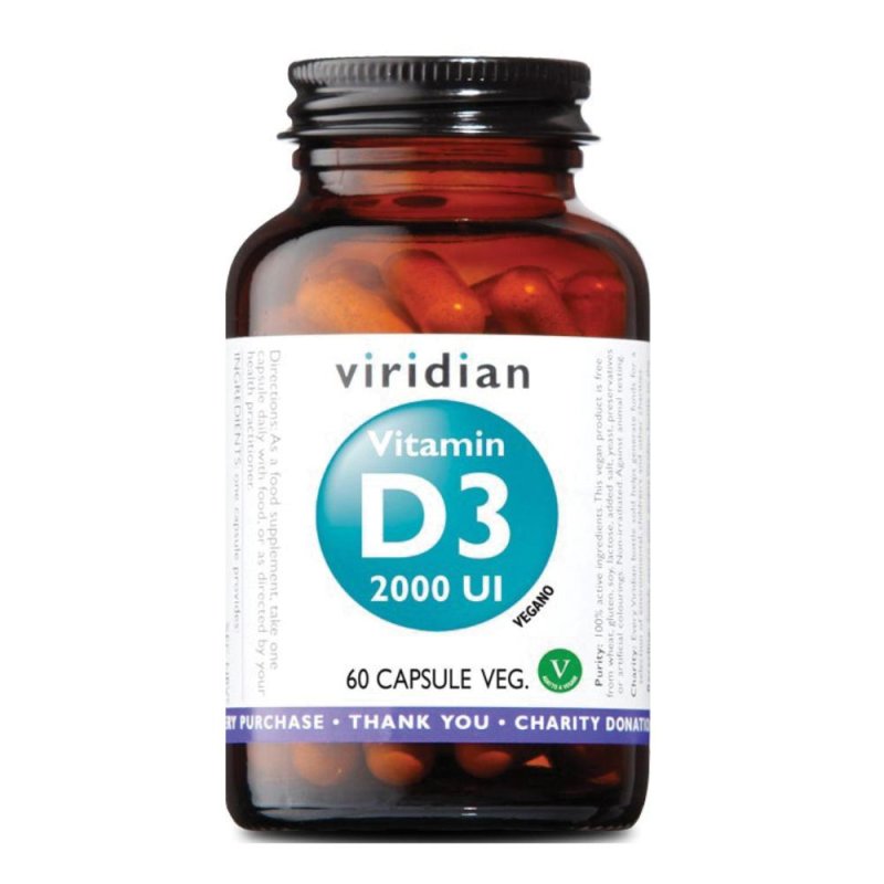 VIRIDIAN Integratore Alimentare Exquisite di Vitamina D3 2000 Unit&agrave; Internazionali 30 Capsule