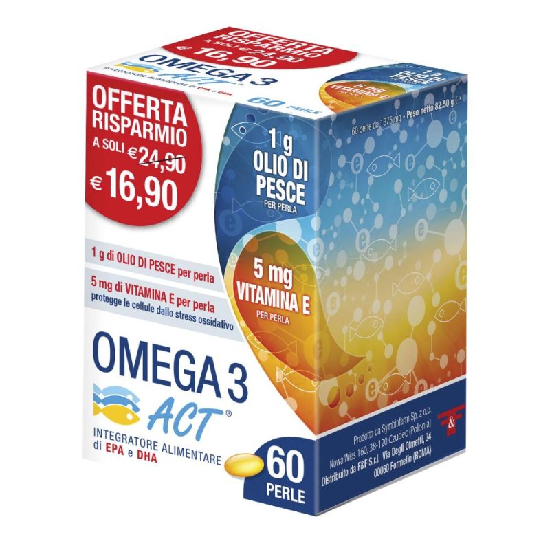 Act Omega 3 1 g Integratore Alimentare 60 Perle Act Omega 3 1 g Integratore Alimentare 60 Perle
