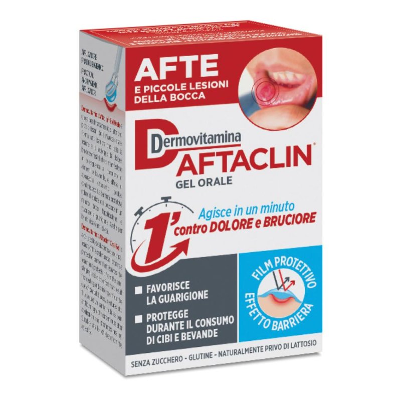 Dermovitamina Aftaclin Gel Orale Afte e Piccole Lesioni della Bocca 7ml Dermovitamina Aftaclin Gel Orale Afte e Piccole Lesioni della Bocca 7ml