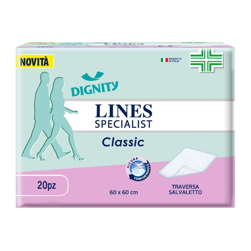 Lines Specialist Traversine Assorbenti 60x60 cm per Incontinenza, Teli Letto Protettivi, Confezione da 20 Pezzi Lines Specialist Traversine Assorbenti 60x60 cm per Incontinenza, Teli Letto Protettivi, Confezione da 20 Pezzi