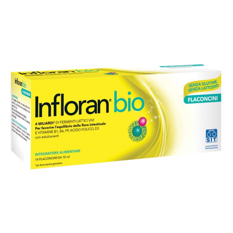 Infloran Bio - Integratore Alimentare con Fermenti Lattici Vivi e Vitamine - 14 Flaconcini da 10 ml Infloran Bio - Integratore Alimentare con Fermenti Lattici Vivi e Vitamine - 14 Flaconcini da 10 ml
