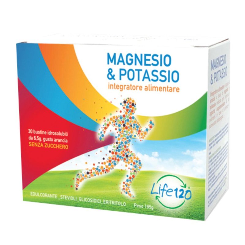 Life Magnesio e Potassio 120 Integratore 30 Bustine per Stanchezza, Crampi Muscolari e Reintegro Sali Minerali Life Magnesio e Potassio 120 Integratore 30 Bustine per Stanchezza, Crampi Muscolari e Reintegro Sali Minerali