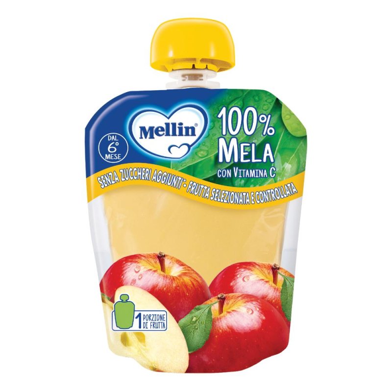 Mellin Merenda 100% Frutta Mela dal 6 &deg; mese Senza Zuccheri Aggiunti 90g