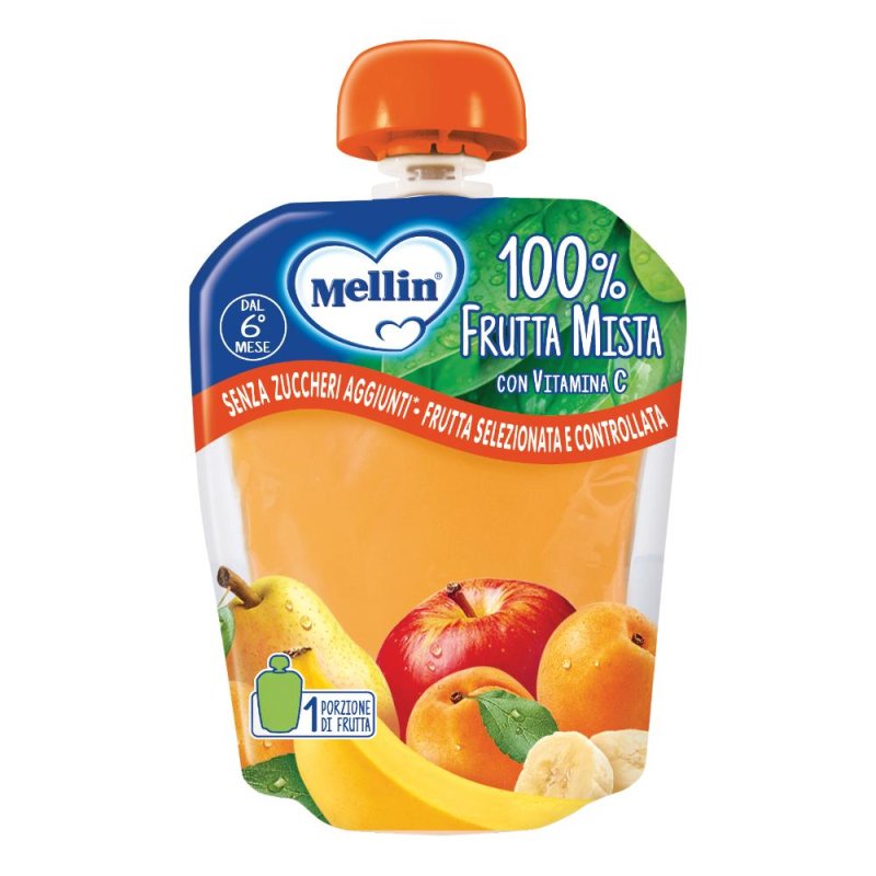 Mellin Merenda 100% Frutta Mista dal 6 &deg; mese Senza Zuccheri Aggiunti 90g