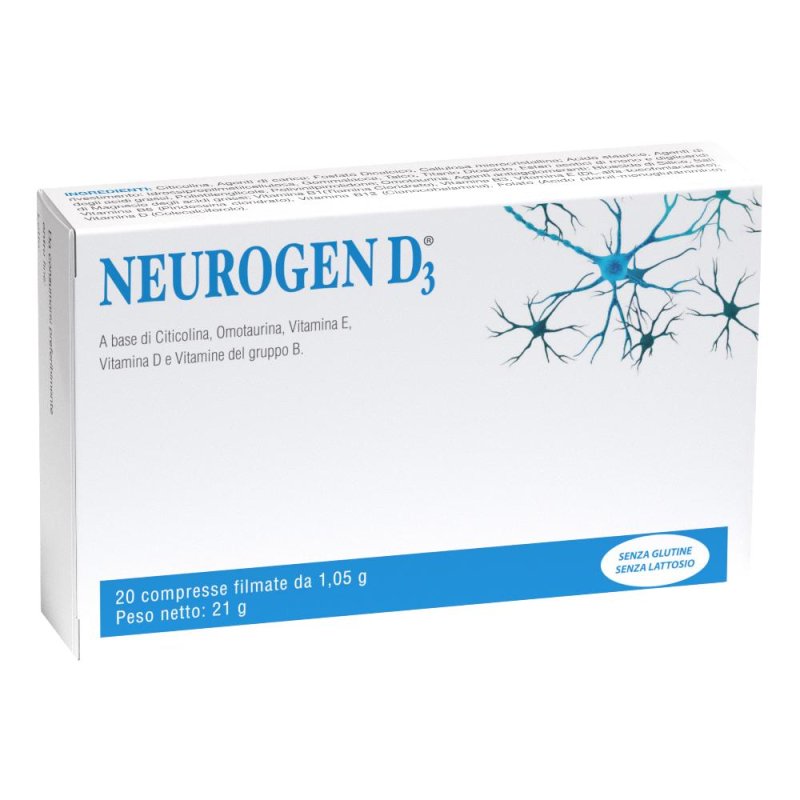 Neurogen D3 Integratore Alimentare in Compresse con Vitamina D3 e Vitamine del Gruppo B per Sistema Nervoso e Ossa &ndash; Confezione da 20 Compresse