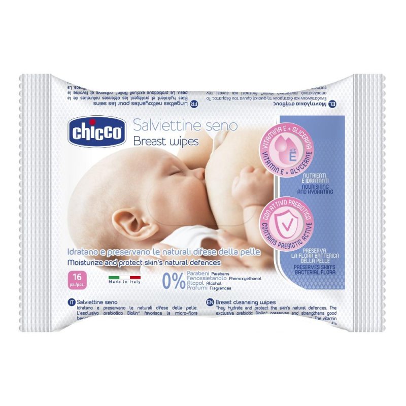 Chicco Salviette Seno per la Detersione Prima e Dopo L'Allattamento 16 Pezzi