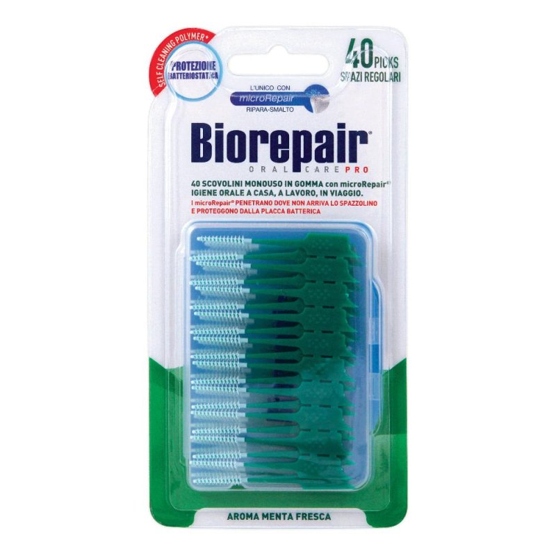 Biorepair Antibatterico scovolini interdentali in gomma &ndash; Pulizia profonda e gengive protette (40 pezzi)