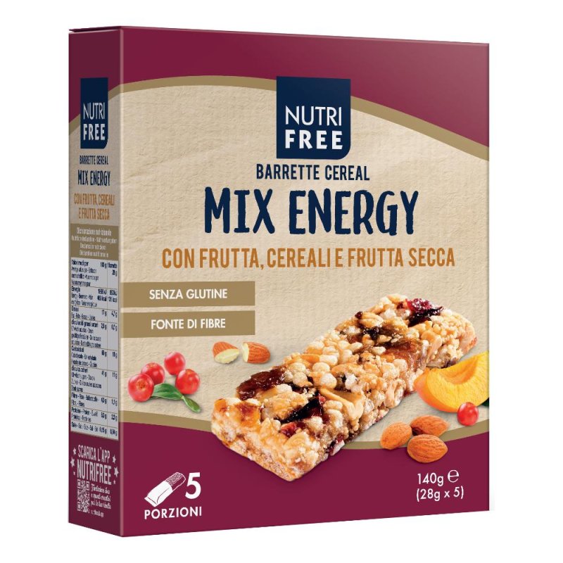 Nutrifree Alimenti senza Glutine Snack e Merende Barrette Cereal Mix Energy 5 x 28 g Nutrifree Alimenti senza Glutine Snack e Merende Barrette Cereal Mix Energy 5 x 28 g