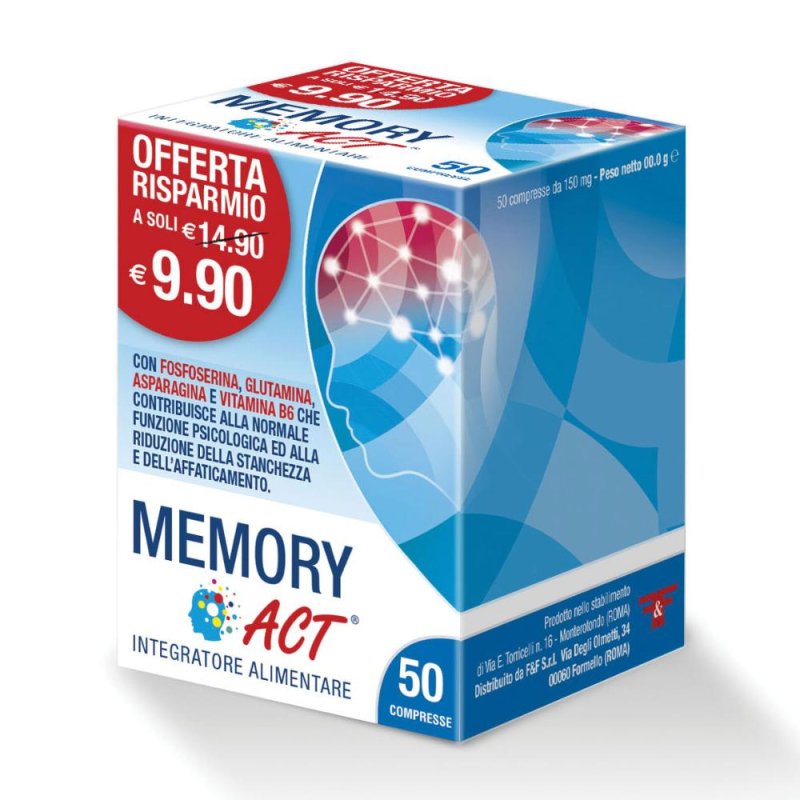 Memory Act integratore per memoria e concentrazione 50 compresse Memory Act integratore per memoria e concentrazione 50 compresse
