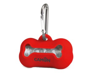 Dispenser silicone con 20 sacchetti rosa - porta sacchetti igienici per cani