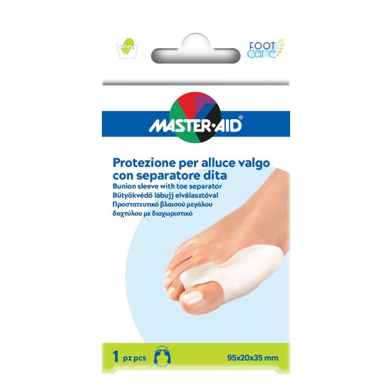 Master-Aid protezione alluce valgo con separatore dita in gel 1 pezzo Master-Aid protezione alluce valgo con separatore dita in gel 1 pezzo