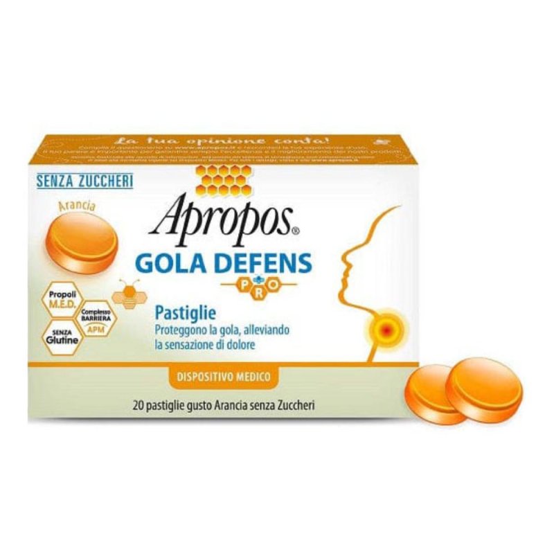 Apropos Gola Defens PRO Arancia pastiglie lenitive per gola irritata 20 pezzi Apropos Gola Defens PRO Arancia pastiglie lenitive per gola irritata 20 pezzi