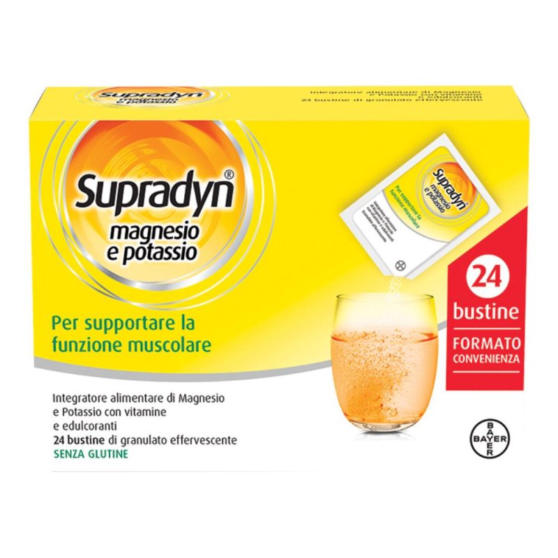 Supradyn Integratore Alimentare Bayer Magnesio e Potassio 24 Bustine Supradyn Integratore Alimentare Bayer Magnesio e Potassio 24 Bustine