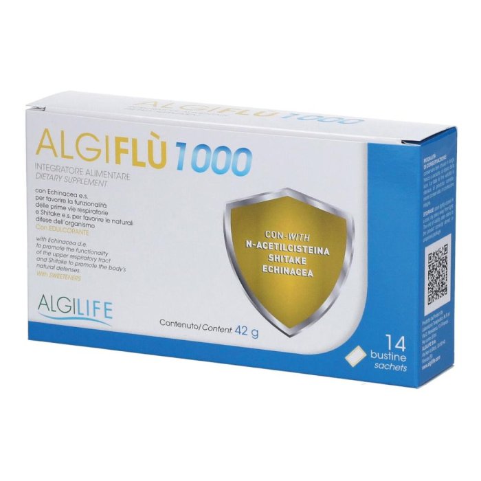 Algiflu 1000 milligrammi 14 bustine Algilife granulato per soluzione orale analgesico e antipiretico per influenza e sintomi da raffreddore Algiflu 1000 milligrammi 14 bustine Algilife granulato per soluzione orale analgesico e antipiretico per influenza e sintomi da raffreddore