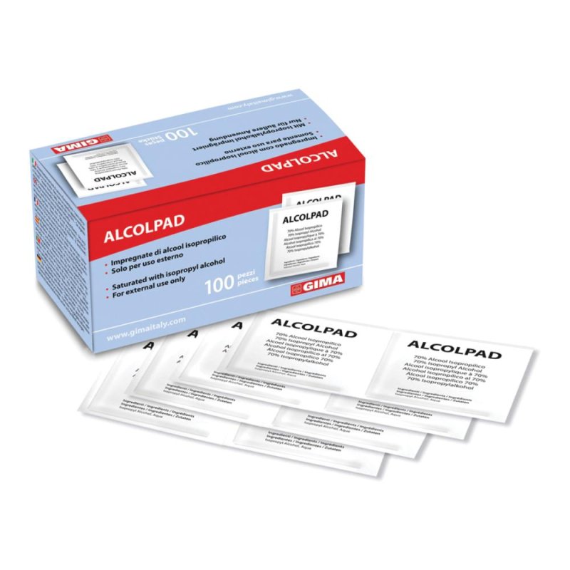 Alcolpad tamponi con alcol isopropilico 70% 100 pezzi