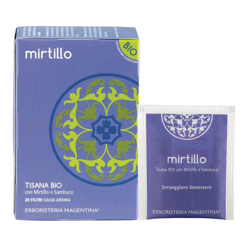 Tisana Mirtillo Bio 20 Filt tisana e infuso erboristico per il benessere e il relax quotidiano Tisana Mirtillo Bio 20 Filt tisana e infuso erboristico per il benessere e il relax quotidiano