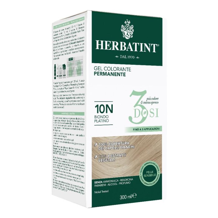 Herbatint 3D Bio Tinta Capelli Biondo Platino 10N 300 ml Colorazione Naturale Permanente