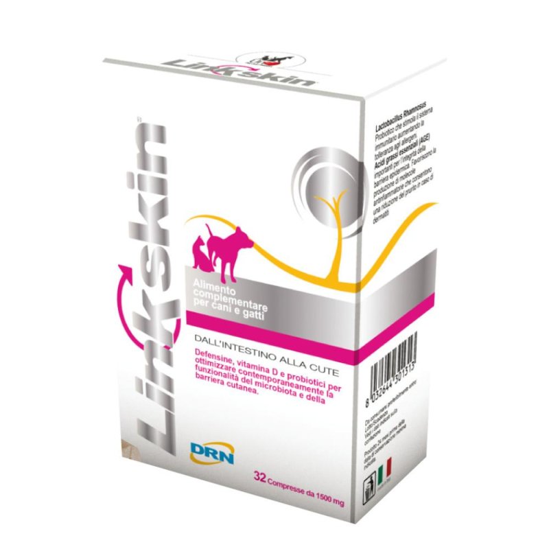 DRN Linkskin Alimento Funzione Dermica Cani e Gatti 32 Compresse DRN Linkskin Alimento Funzione Dermica Cani e Gatti 32 Compresse