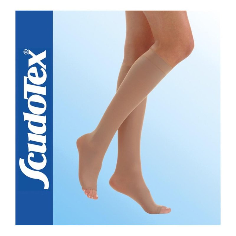 Scudotex Gambaletto a Compressione Graduata Classe 1 Uomo Donna Punta Aperta Beige Taglia 6 per Post Chirurgie, Varici e Circolazione Scudotex Gambaletto a Compressione Graduata Classe 1 Uomo Donna Punta Aperta Beige Taglia 6 per Post Chirurgie, Varici e Circolazione