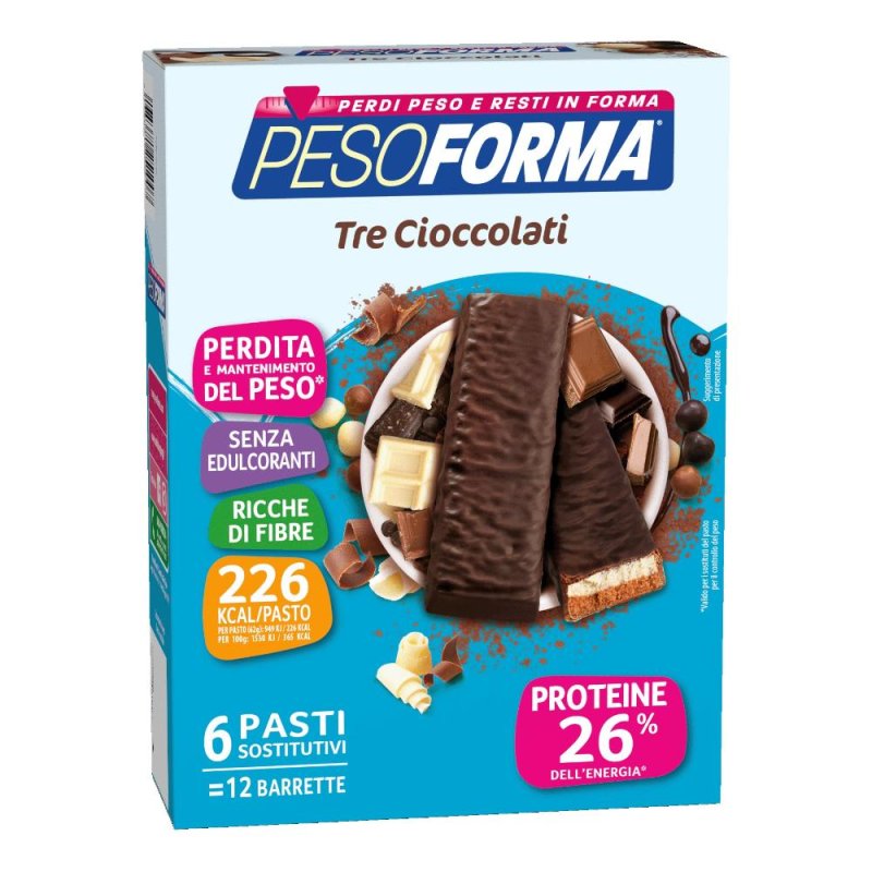 Nutrition & Sante' Italia Pesoforma Barrette 3 Cioccolati 372 G Nutrition & Sante' Italia Pesoforma Barrette 3 Cioccolati 372 G