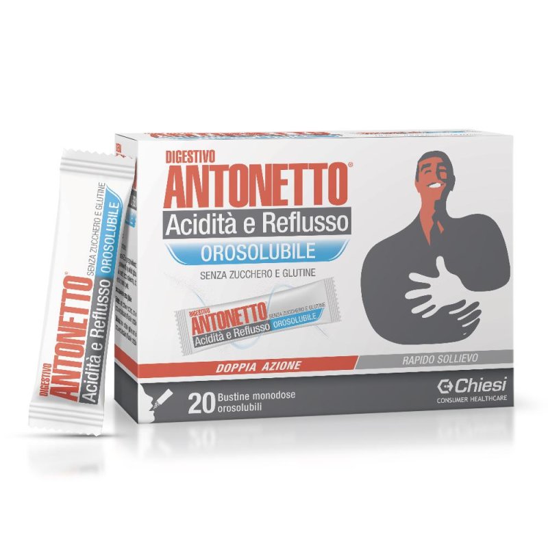 Digestivo Antonetto Acidit&agrave; e Reflusso 20 Bustine Orosolubili