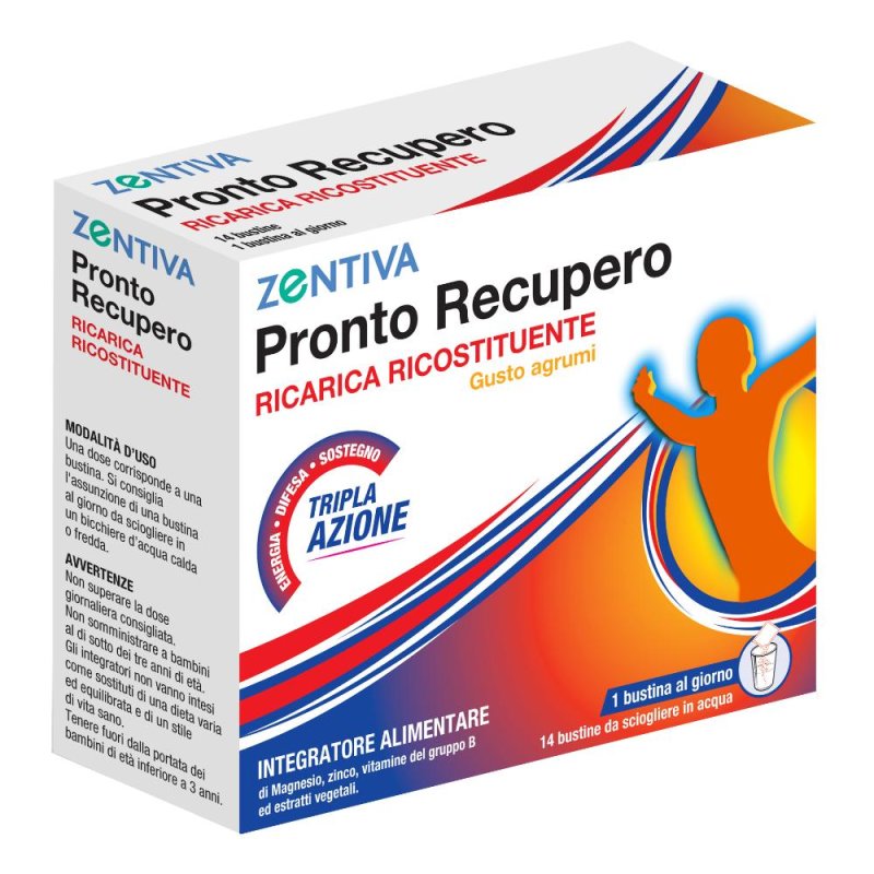 Pronto Recupero Zentiva Integratore di Sali Minerali e Vitamine per Reidratazione 14 Bustine Orali