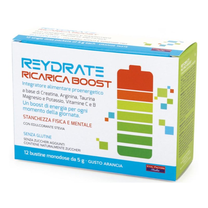 Reydrate Ricarica Boost 12 Bustine - sali minerali e vitamine per reidratazione rapida