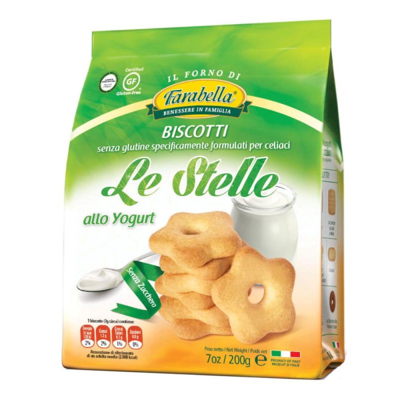 Bioalimenta Farabella Biscotti Le Stelle Yogurt Senza Zucchero e senza glutine 200 G