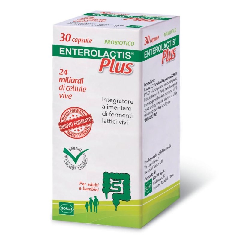 Enterolactis Plus 30 capsule 24 miliardi di fermenti lattici vivi per il ripristino della flora batterica - Sofar Enterolactis Plus 30 capsule 24 miliardi di fermenti lattici vivi per il ripristino della flora batterica - Sofar