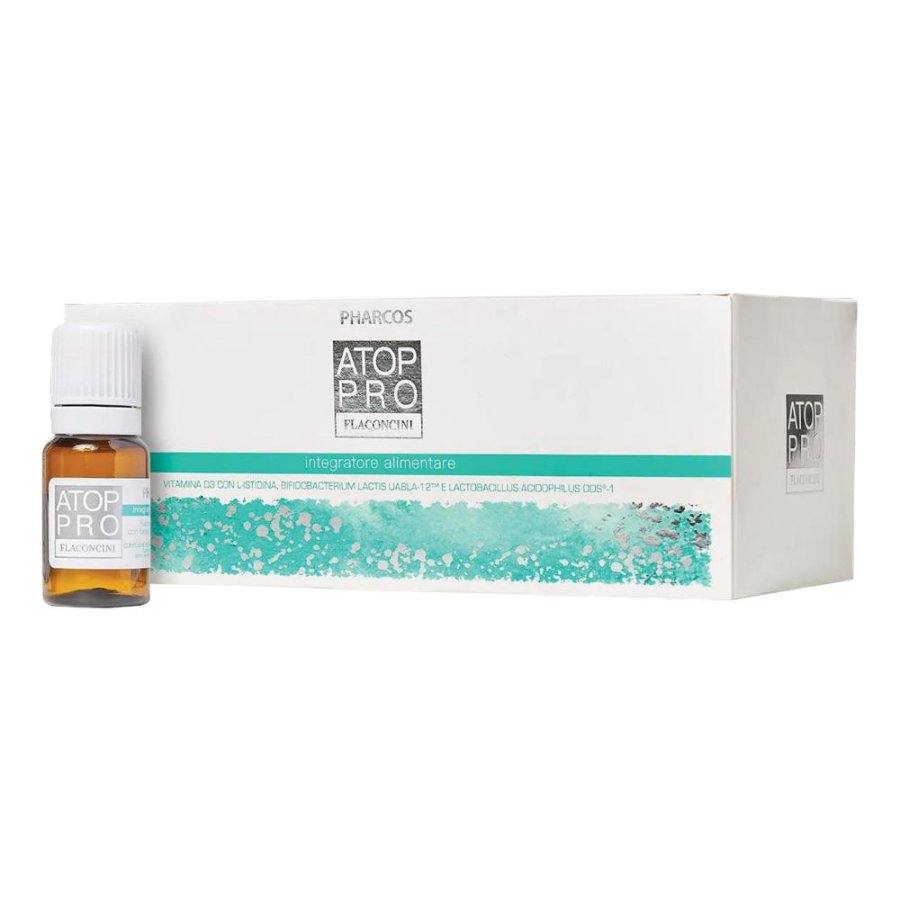 PHARCOS Atop Pro - Integratore Alimentare con Vitamina D3 e L-istidina - 21 flaconcini da 10 ml PHARCOS Atop Pro - Integratore Alimentare con Vitamina D3 e L-istidina - 21 flaconcini da 10 ml