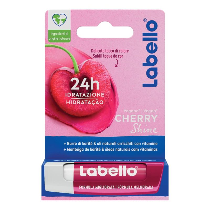 Labello Cherry Shine: Balsamo Labbra Idratante con Aroma di Ciliegia e Colore Rosso 5,5ml Labello Cherry Shine: Balsamo Labbra Idratante con Aroma di Ciliegia e Colore Rosso 5,5ml
