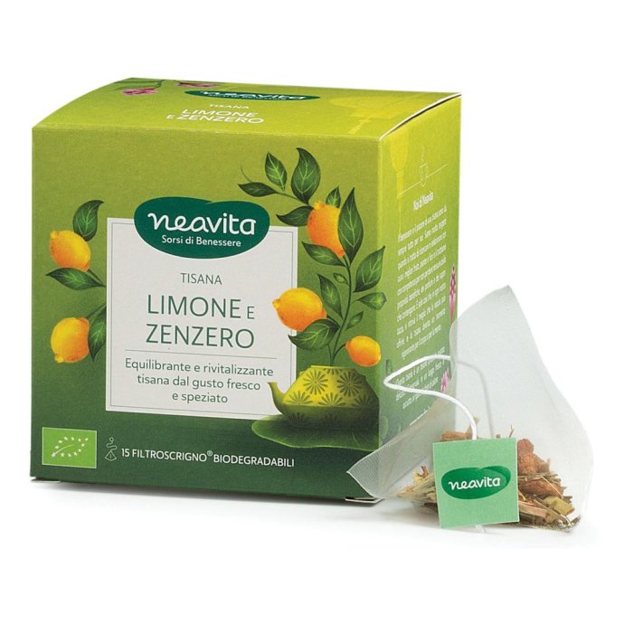 Tisana biologica Neavita Limone e Zenzero - 15 filtri da 3g Tisana biologica Neavita Limone e Zenzero - 15 filtri da 3g
