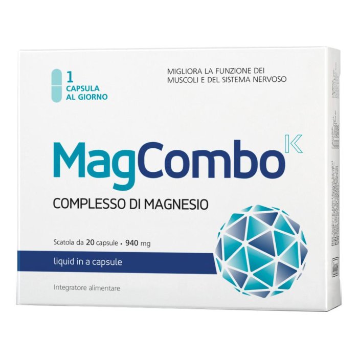 MagComboK - Integratore Alimentare con Magnesio e Vitamine B2, B6, B12 e C - 20 capsule MagComboK - Integratore Alimentare con Magnesio e Vitamine B2, B6, B12 e C - 20 capsule