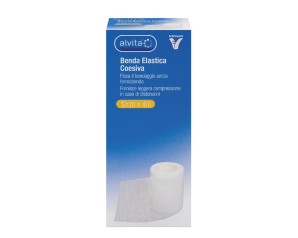 Alvita Benda Elastica Coesiva per Fissaggio Medicazioni 12cm x 4m