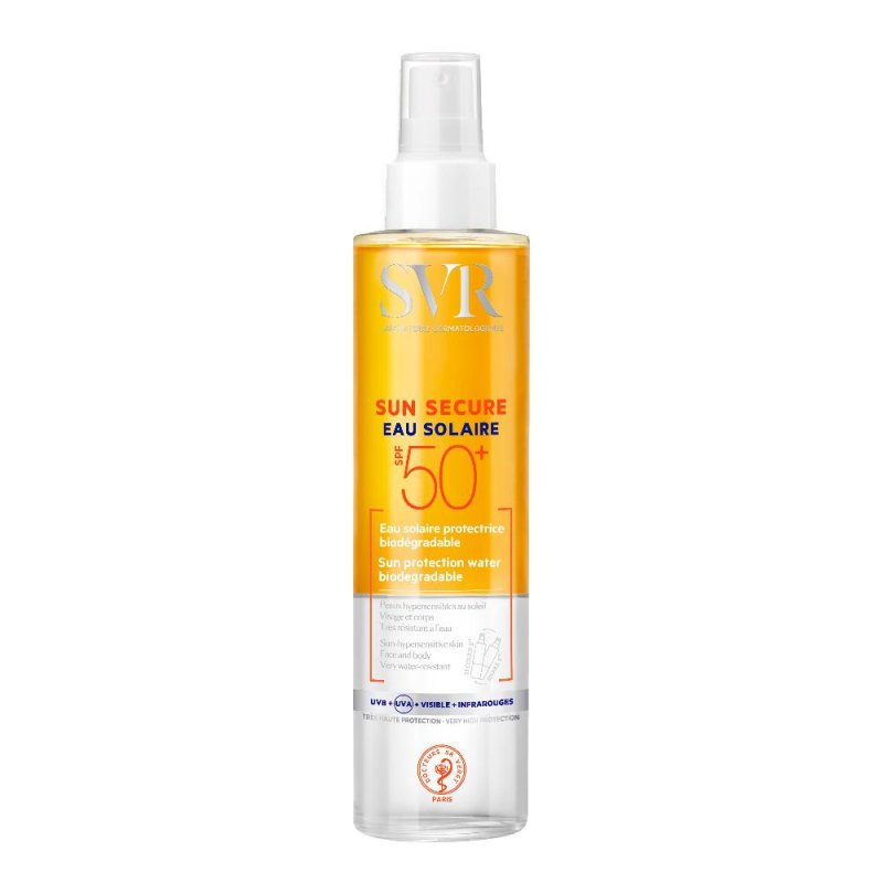 Sun Secure Eau Solaire Spf 50 protezione solare alta per viso e corpo, ideale per pelle sensibile Sun Secure Eau Solaire Spf 50 protezione solare alta per viso e corpo, ideale per pelle sensibile