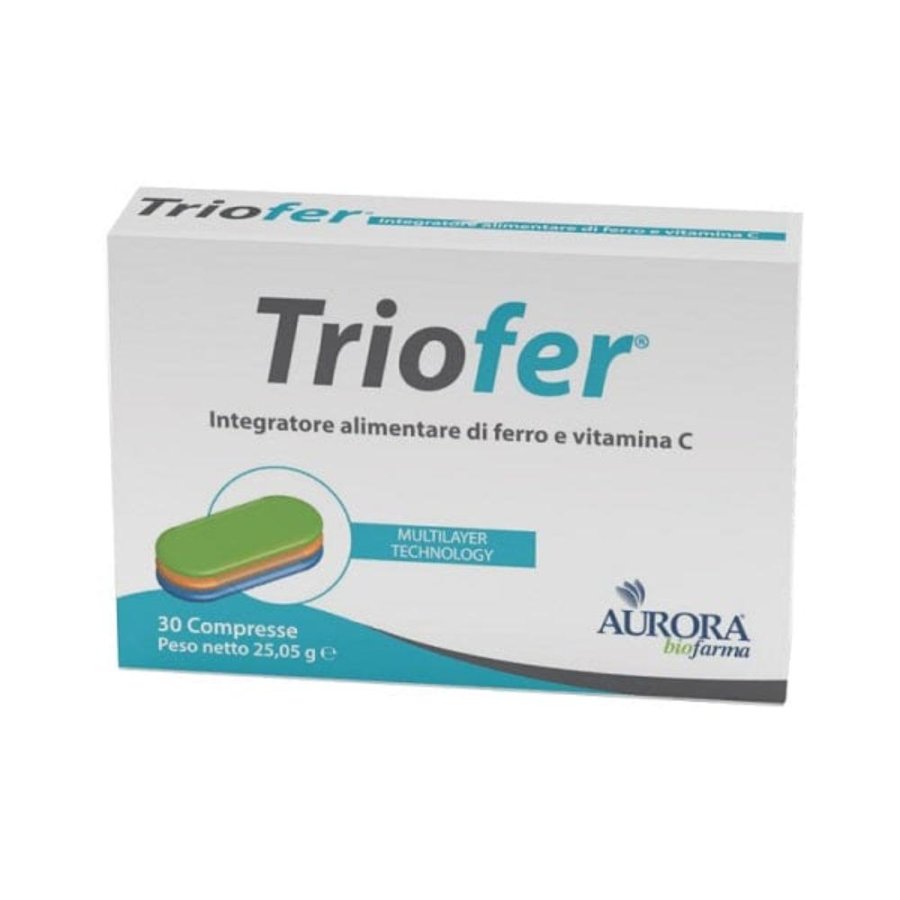 Aurora Biofarma Triofer Integratore di Ferro e Vitamina C 30 Compresse Aurora Biofarma Triofer Integratore di Ferro e Vitamina C 30 Compresse