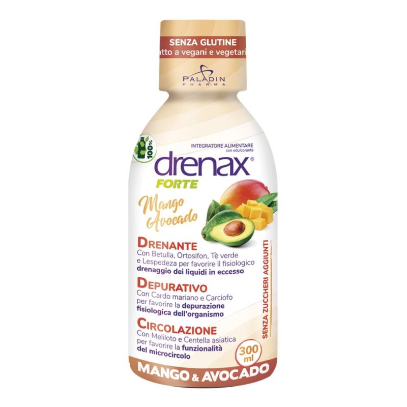 Paladin Pharma Sostegno per la Salute Drenax Forte Mango Avocado Integratore Alimentare 300 ml Paladin Pharma Sostegno per la Salute Drenax Forte Mango Avocado Integratore Alimentare 300 ml