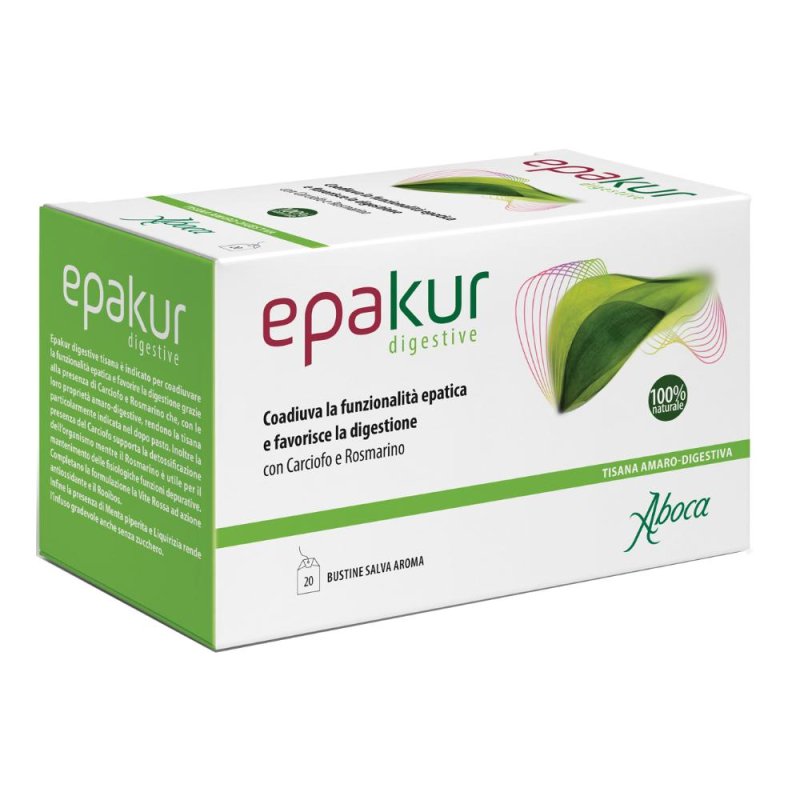 Aboca Epakur Digestive Tisana Integratore Salute del Fegato e Digestione Depurazione e Vie Urinarie 20 Bustine