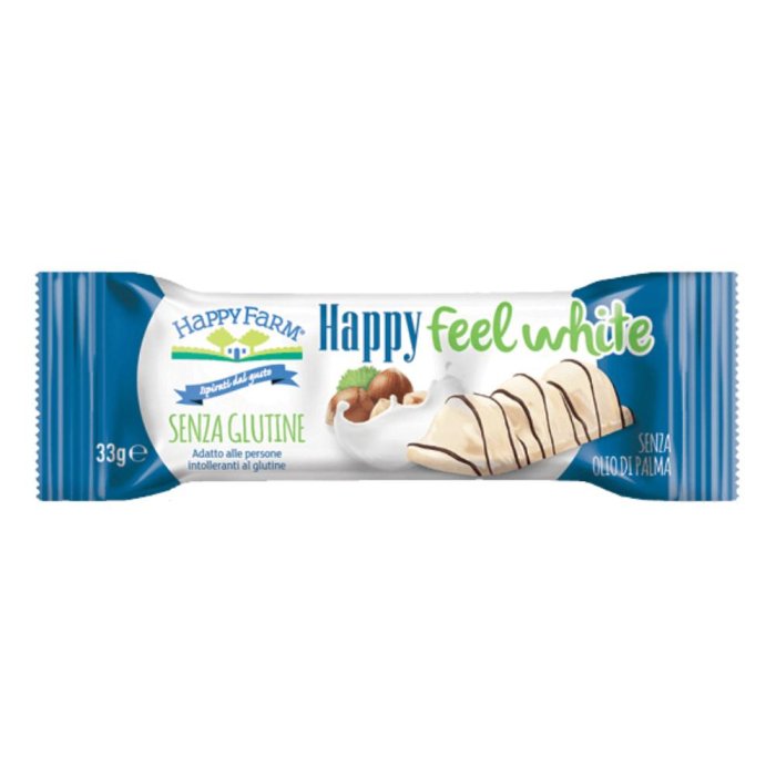 Happy Farm Alimenti senza Glutine Snack Happy Feel White Wafer Ricoperto di Cioccolato Bianco 33 g Happy Farm Alimenti senza Glutine Snack Happy Feel White Wafer Ricoperto di Cioccolato Bianco 33 g