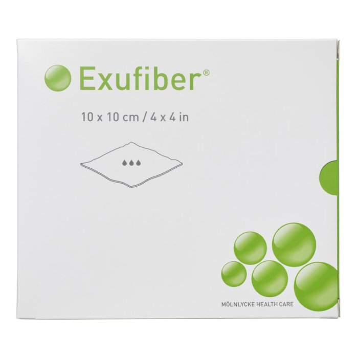 Exufiber 10x10 cm 10 pezzi - medicazione in fibra gelificante per ferite essudanti Exufiber 10x10 cm 10 pezzi - medicazione in fibra gelificante per ferite essudanti