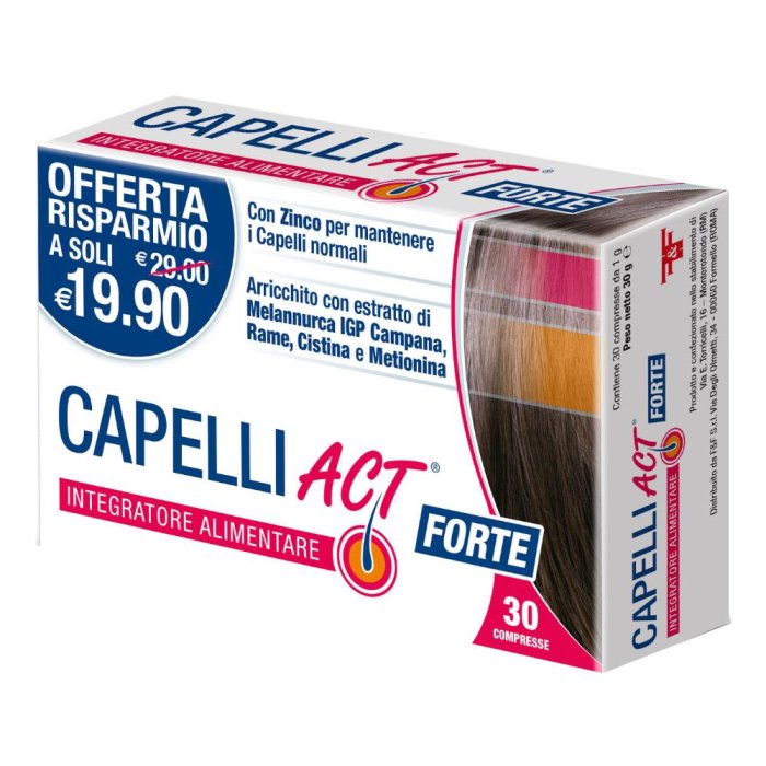 Capelli ACT Forte Integratore per la Ricrescita e il Rinforzo dei Capelli Anticaduta 30 Compresse