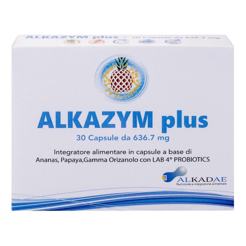 Alkazym Plus 30 capsule - integratore con enzimi digestivi Alkazym Plus 30 capsule - integratore con enzimi digestivi