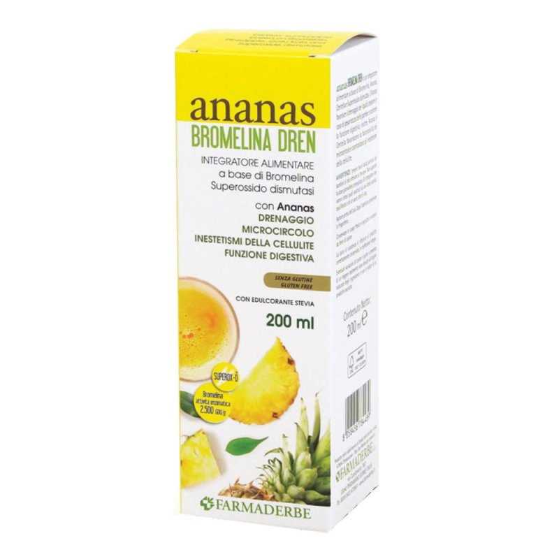 Farmaderbe Ananas Bromelina Dren Integratore Alimentare 200 ml Farmaderbe Ananas Bromelina Dren Integratore Alimentare 200 ml