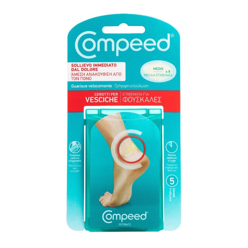 Compeed Cerotto idrocolloidale per vesciche medio 5 pezzi Compeed Cerotto idrocolloidale per vesciche medio 5 pezzi