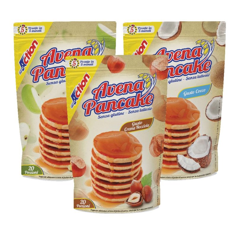 ProAction Avena Pancake crema nocciola - preparato per pancake proteici allavena ProAction Avena Pancake crema nocciola - preparato per pancake proteici allavena