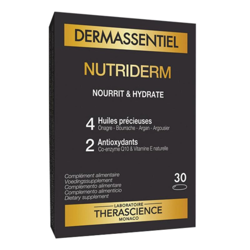 Dermassentiel Nutriderm integratore per pelle secca e disidratata con nutrienti essenziali 30 perle Dermassentiel Nutriderm integratore per pelle secca e disidratata con nutrienti essenziali 30 perle