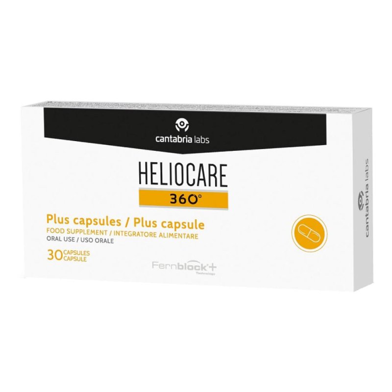 Heliocare 360 Plus Integratore in Capsule Fotoprotettive Orale con Antiossidanti, Protezione Solare dall&rsquo;Interno, Confezione da 30 Capsule