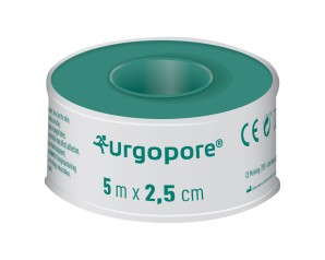 Urgo Urgopore rocchetto 5 m x 2,5 cm - nastro adesivo in carta ipoallergenico