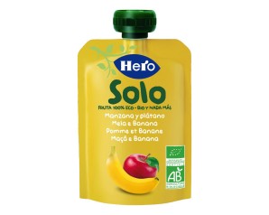 Hero Solo Frutta frullata Mela e Banana 100 g  Merenda biologica per l'infanzia